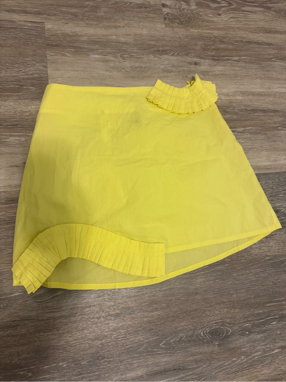 Farm Rio Yellow Pleated Ruffle Mini Skirt Size S